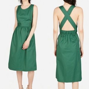 Everlane Clean Cotton Cross Back Green Dress 12